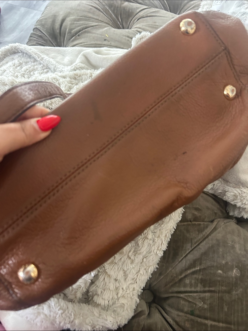 Michael Kors Sloan X-Large Leather Satchel Handbag Brown Luggage Top Handle Tote - Picture 8 of 14